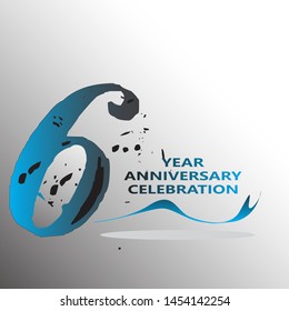 6 Year Anniversary celebration  Vector Template Design Illustration