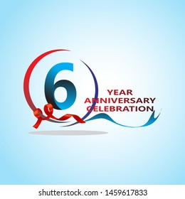 6 Year Anniversary celebration Vector Template Design Illustration