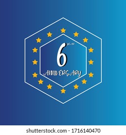 6 year anniversary celebration, vector design for celebrations, invitation cards and greeting cards