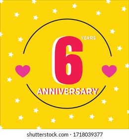 6 year anniversary celebration, vector design for celebrations, invitation cards and greeting cards