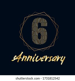 6 year anniversary celebration, vector design for celebrations, invitation cards and greeting cards