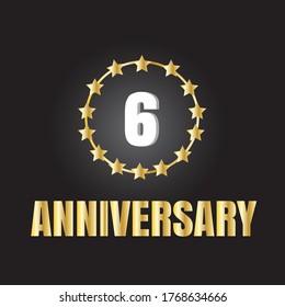 6 year anniversary celebration, vector design for celebrations, invitation cards and greeting cards