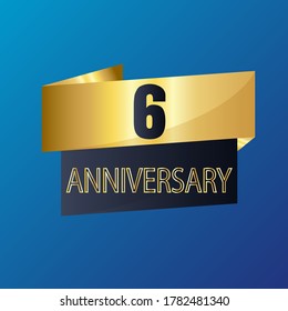 Celebración del 6 aniversario, diseño vectorial para celebraciones, tarjetas de invitación y tarjetas de felicitación