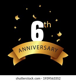 6 year anniversary celebration, vector design for celebrations, invitation cards and greeting cards