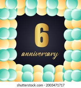 6 year anniversary celebration, vector design for celebrations, invitation cards and greeting cards