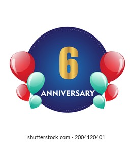6 year anniversary celebration, vector design for celebrations, invitation cards and greeting cards