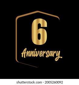 6 year anniversary celebration, vector design for celebrations, invitation cards and greeting cards