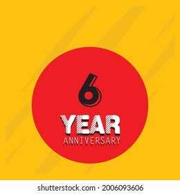 6 Year Anniversary Celebration Vector Template Design Illustration