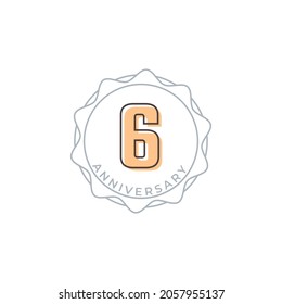 6 Year Anniversary Celebration Vector Badge. Happy Anniversary Greeting Celebrates Template Design Illustration