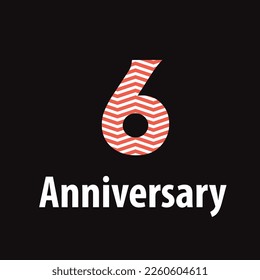 6 year anniversary celebration, vector design for celebrations, invitation cards and greeting cards