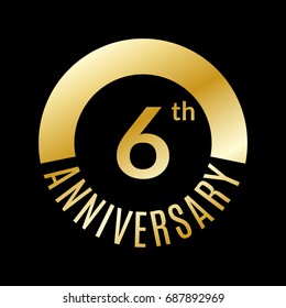 6 year anniversary icon. 6th celebration template for banner, invitation, birthday. Vector illustration.