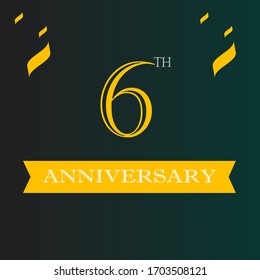 6 year anniversary logo template, 6 year anniversary icon label, 6 year anniversary party symbol