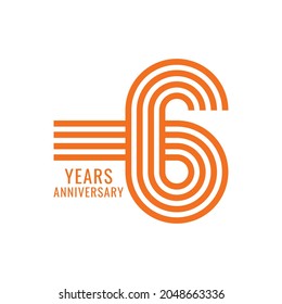 6 Year Anniversary Logo, Vector Template Design element for birthday, invitation, wedding, jubilee and greeting card illustration.