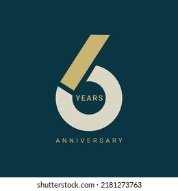 6 Year Anniversary Logo, Vector Template Design element for birthday, invitation, wedding, jubilee and greeting card illustration.