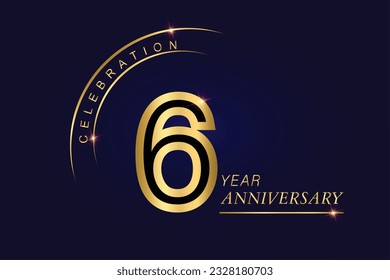  6 year anniversary vector banner template.Dark Blue Golden Royal anniversary Graphics Background.Growing Elegant Shine Spark. Luxury Premium Corporate Abstract Design Template.modern Shape Post.
