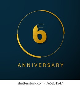 6 Year Anniversary Vector Logo Design Isolated on Dark Background