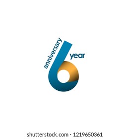 6 Year Anniversary Vector Template Design Illustration