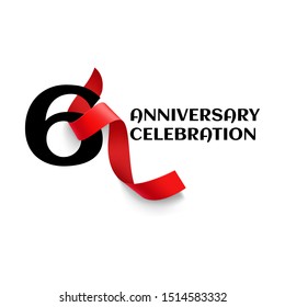 6 Year Anniversary Vector Template Design Illustration