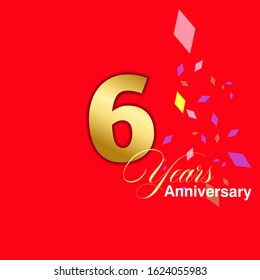 6 Year Anniversary Vector Template Design Illustration