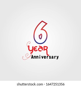 6 Year Anniversary Vector Template Design Illustration