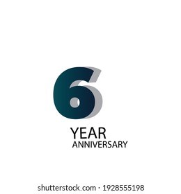 6 Year Anniversary Vector Template Design Illustration Blue Elegant White Background