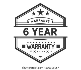 6 year black warranty label icon vector vintage retro