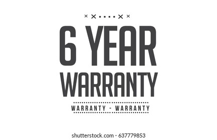 6 year warranty icon vector vintage grunge black guarantee background