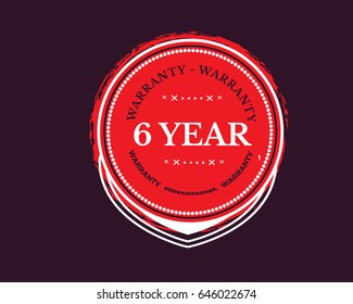 6 year warranty icon vector vintage grunge guarantee background