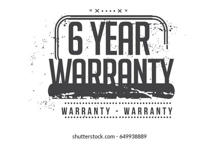 6 year warranty icon vector vintage grunge guarantee 