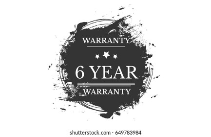 6 year warranty vector vintage grunge guarantee 