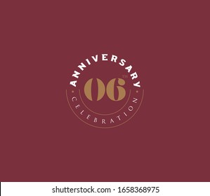 6 years anniversary or birthday celebration design template Vector.