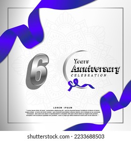 6 Years anniversary celebration 3d vector template design illustration