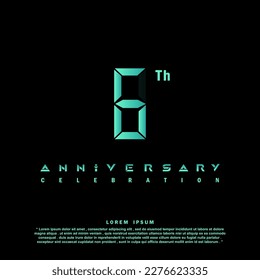6 Years anniversary celebration 3d vector template design illustration