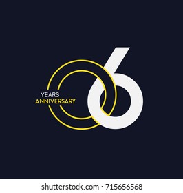 6 years anniversary celebration linked number logo, isolated on dark background