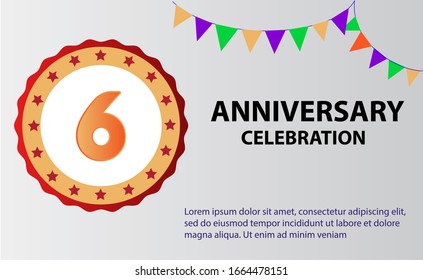 6 years anniversary celebration logo vector template design illustration