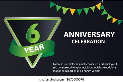 6 years anniversary celebration logo vector template design