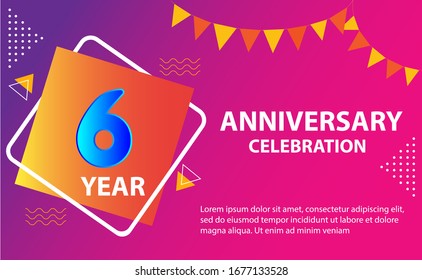 6 years anniversary celebration logo vector template design