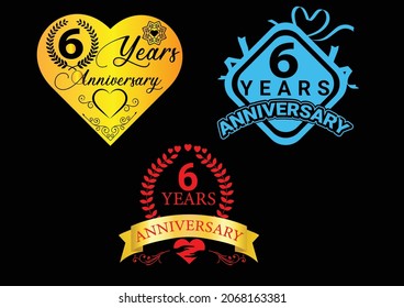 6 years anniversary celebration logo and icon design