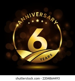 6 years anniversary, Anniversary celebration logo design. vector template illustration