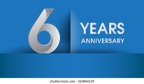 6 years Anniversary celebration logo, flat design isolated on blue background, vector elements for banner, invitation card and birthday party.