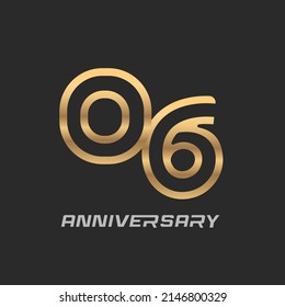 6 years anniversary celebration logotype with modern number