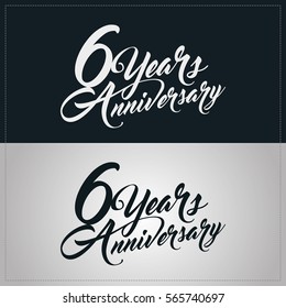 6 years anniversary celebration logotype, hand lettering