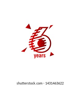 6 years anniversary celebration vector template design illustration