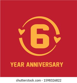 6 Years Anniversary Celebration Vector Template Design Illustration