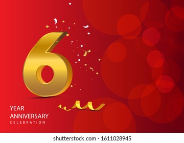 6 Years Anniversary Celebration Vector Template Design Illustration