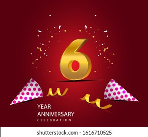 6 Years Anniversary Celebration Vector Template Design Illustration