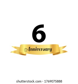 Ilustración de diseño de plantillas vectoriales de celebración de 6 años