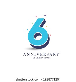 6 Years Anniversary Celebration Vector Template Design Illustration