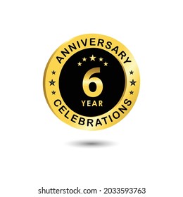 Ilustración de diseño de plantillas vectoriales de celebración de 6 años