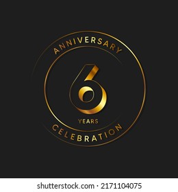 6 Years Anniversary Celebration, Vector Design Illustration Template